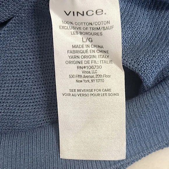 Vince Sheer Textured Knit Crewneck Pullover Blue Womens  Top‎ - Picture 6 of 8